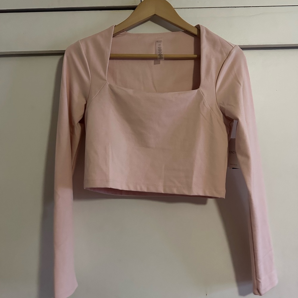 Beyond Yoga heather rib frame cropped pullover NWT - Picture 7 of 7